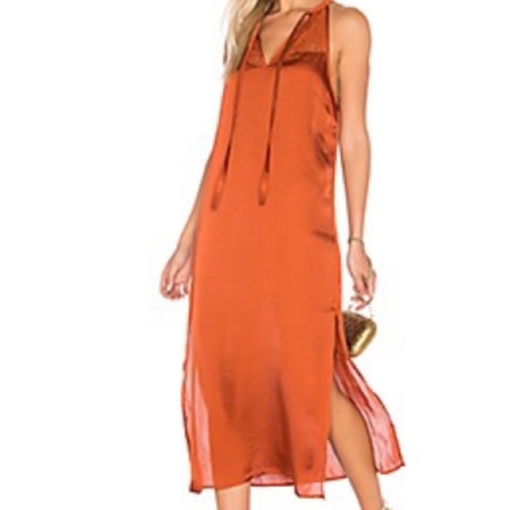 Band Of Gypsies high neck midi dress color rust